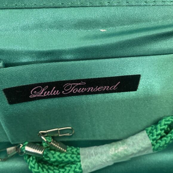 LULU TOWNSEND Green Sparkling Floral handbag purse clutch Stains Snap - Picture 7 of 12